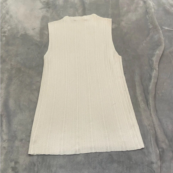 Theory Cream Novelty Mock Neck Prosecco Pointelle Shell Top 21701 - Picture 3 of 8